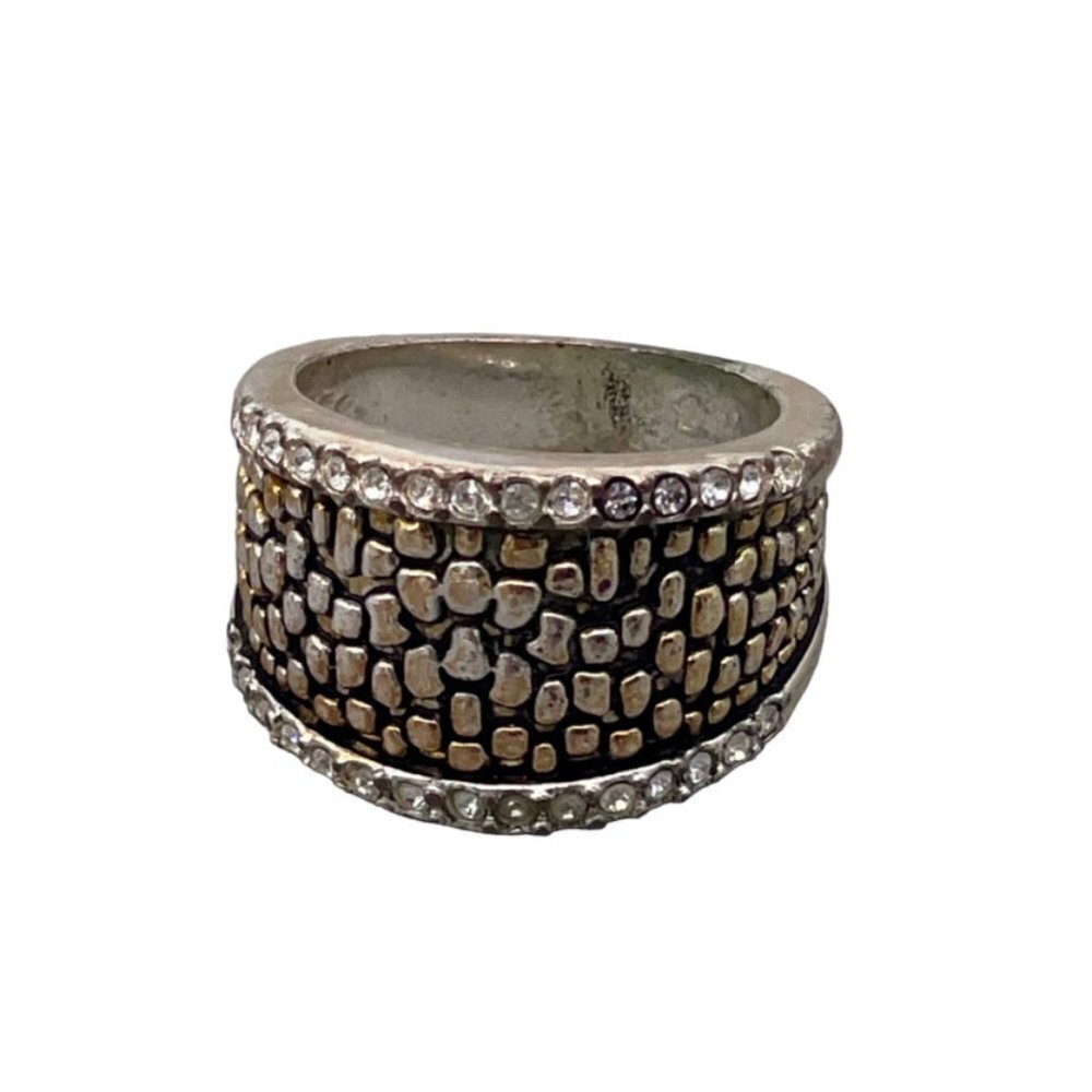 Davinci Cubic Zirconia Pebble Band Ring Silver Tone 5.5